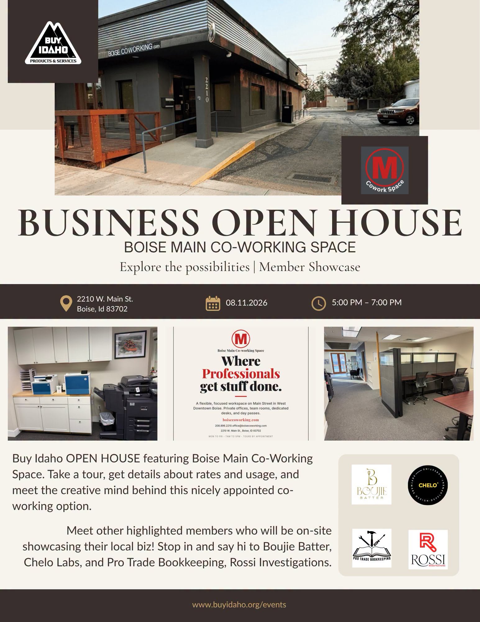 Buy Idaho Open House @ Boise Main Co-working Space flyer from Buy Idaho